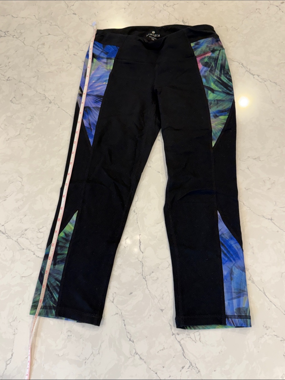 Athleta Black High-Rise Performance Leggings with Contrast Waistband
